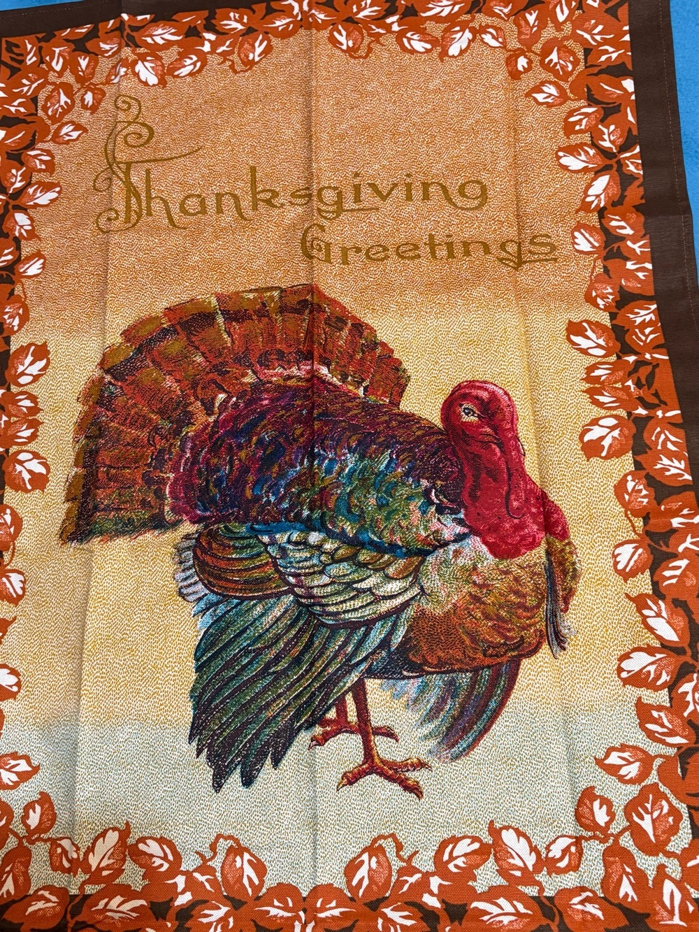 Thanksgiving Greetings Turkey Holiday Throw - Orange Multi